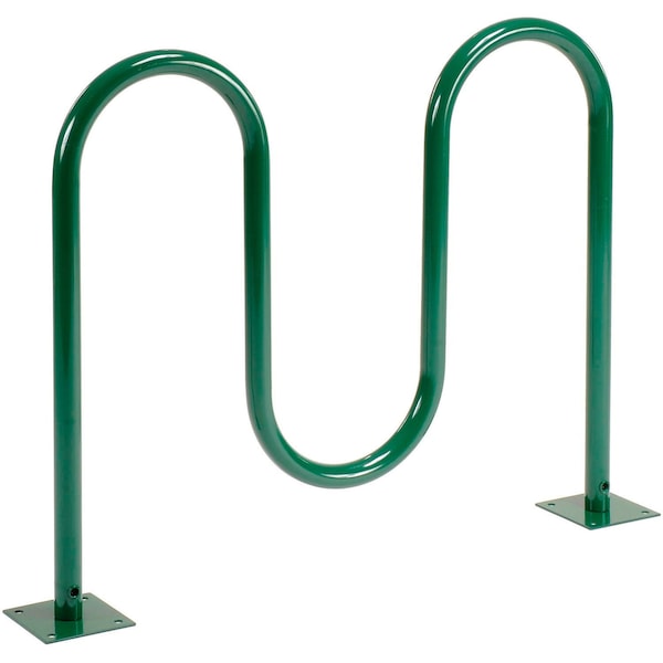 Global Industrial 41L Wave Bike Rack, Green, Flange Mount, 5-Bike Capacity 652777MGN - main
